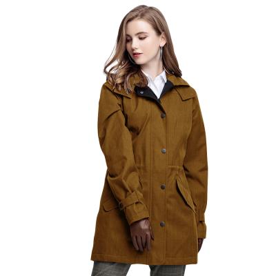 China Gore-Tex 2L Waterproof Simple Outdoor Casual Functional Ruffle Fashion Women Manufacturers Long Jacket +PRIMALOFT for sale