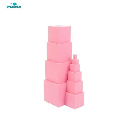 China DIY TOY Montessori Sensory Material Pink Tower Montessori Preschool Educational Learning Toys For Children for sale