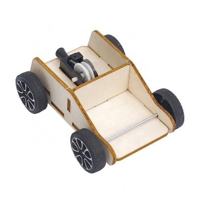 China Wooden Item DIY Science Car Kids DIY Project Cogs Educational STEM Pull Back Car Toys for sale