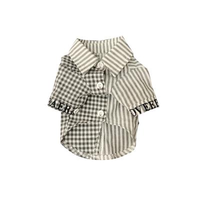 China Spring Autumn Plaid Stripe Dog T-shirt Dog Pet Shirt Pet Supplies and Sustainable Leisure Checkered Shirt Embroidered Pet T-Shirt for Dogs for sale