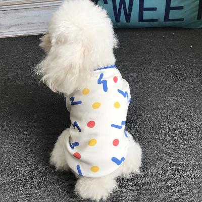 China Low Moq Best Viable Selling White Puppy Costume Dot Spring Apparel T-shirt Cotton Dog Shirts For Small Dog for sale