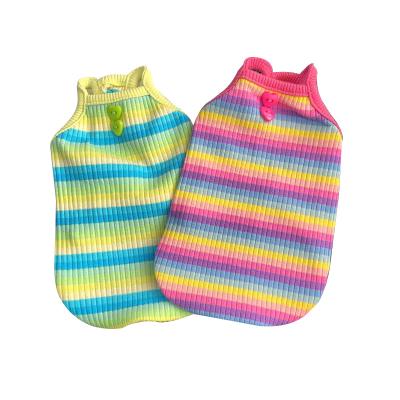 China Small Dog Clothes Soft Color Matching Striped Pet Dog Clothes Summer Sling Vests for sale