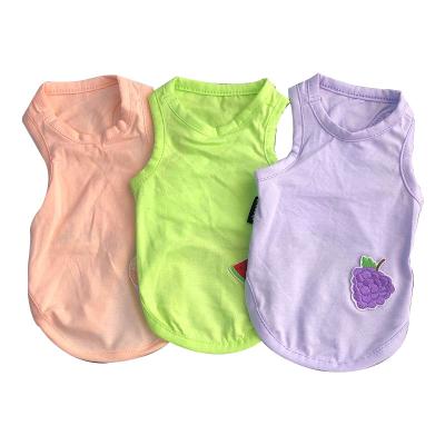 China Summer Viable Fast Shipping Fruit Patterns Multi Color Pet Dog Cat Purple Puppy Clothes Cool Cotton Dog Vests for sale