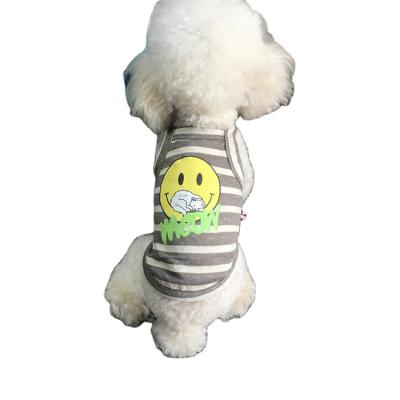 China Summer New Cute Pet Cat Dog Accessories Pet Clothes Teddy Dog Vest Print Cotton Viable Striped Vest For Dog for sale