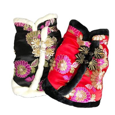 China Sustainable Winter Warm China Tang Fitted Chineses Style Dog Pet Coats Small Dog Clothes for sale