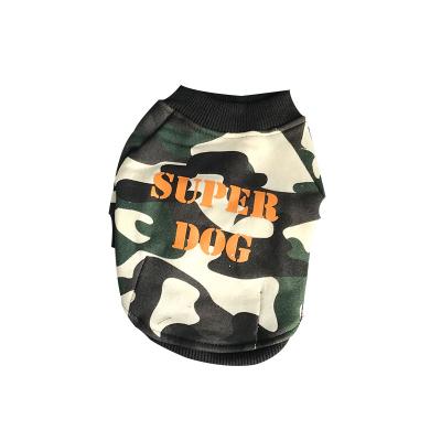 China Wholesale Winter Warm Camouflage Viable Brushed Dog Clothes Hoodies For Small Dog Pet Customer for sale