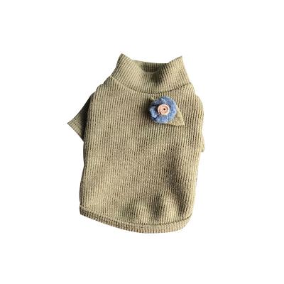 China Winter Dog Pet Clothes Warm Woolen Knitting Leisure Durable Solid Collar Top for sale