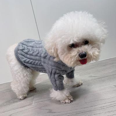 China New Type Sustainable Gray Wool Pet Accessories Other Pet Products Winter Apparel Dog Clothes Pet Knitted Dog Puppy Twist Jumper Sweater for sale