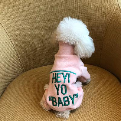 China Sustainable Winter Warm Apparel With A High Collar Letters Embroidery Dog Overalls Pet Clothes for sale