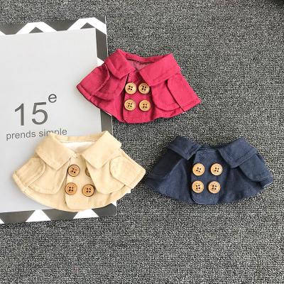 China 2021 Viable Dog Cat Puppy Pet Clothes Accessories Products Four Button Cloth Dog Cotton Cap Saliva Collar Pet Supplies for sale