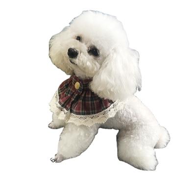 China 2021wholesale pet sustainable accessories soft plaid spliced ​​lace dog drool towel for sale