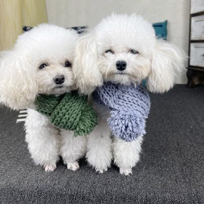 China Pet Dog Cat Xmas Cute Soft Viable Puppy Winter Wool Solid Color Accessories Colorful Pet Scarf for sale