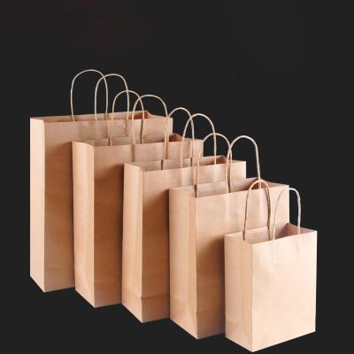 China Customized Wholesale Recycled Materials Factory LOGO Printing Kraft Paper Flat Brown Shopping Paper Bag With Ribbon Handle for sale