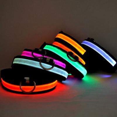 China Hot Selling Customized Multicolor Customized Glowing Leash Dog Collar Lights Waterproof Dog Collar Leash Led Usb Dog Collar for sale