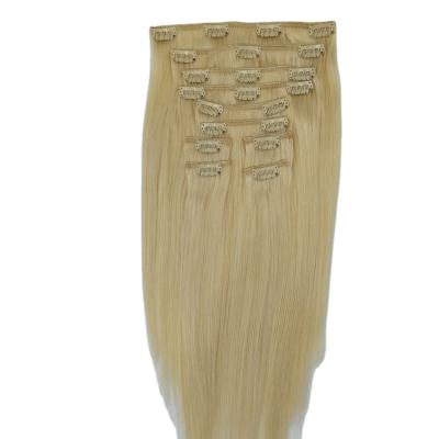 China Silky Straight High Quality Double Wave Hair Extension Full Head Brazilian Hair Extension Clip In Hair for sale