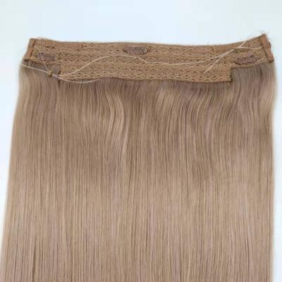 China Factory Wholesale High Quality Silky Straight Wave Brazilian Remy Human Hair Double Drawn Halo Hair Extension for sale