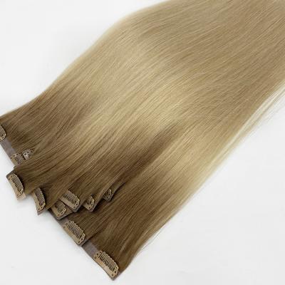 China Factory Wholesale Customized Colors Blonde Straight / Curly Wave Seamless Clip In Hair Extensions for sale