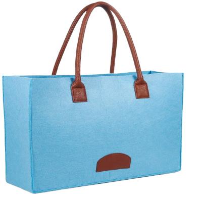 China Large Foldable Felt Shopping Bag Fabric Making Bag Fashion Travel Tote Bag (Blue) for sale