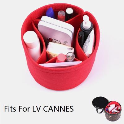 China Viable Suitable For Interior Cylinder Bag Cannes Girl Toiletries Storage Felt Cosmetic Bag for sale