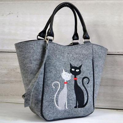 China Sustainable Ladies Fashion Cute Handbag Large Capacity Felt Shopping Shoulder Bag for sale