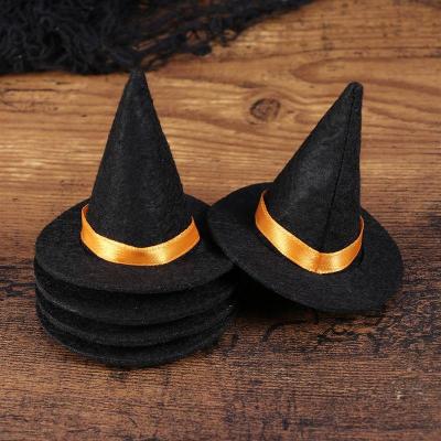 China No Formaldehyde Felt Mini Handmade Witch Hat Halloween Birthday Party Decorations for sale