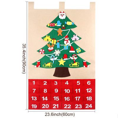 China Hot Selling Christmas Decoration Felt DIY Christmas Tree Non-woven Fabric Christmas Countdown Advent Calendar for sale