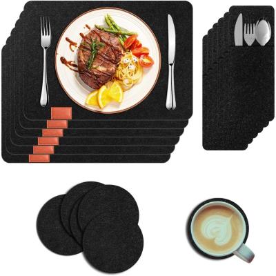 China Sustainable Western Thickened Place Mat Insulation Felt Coaster Felt Solid Color Washable Table Mat for sale