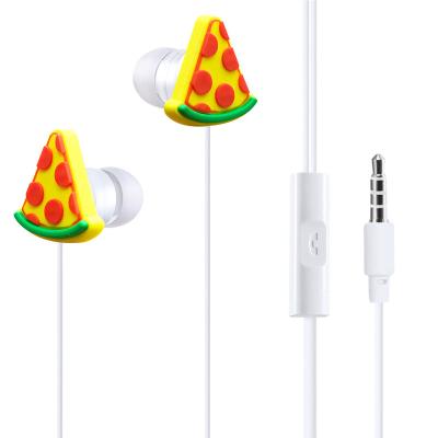 China Receiving Call Listening Music PVC Pizza Food Cheap Earbuds And Pizza Earbuds for sale