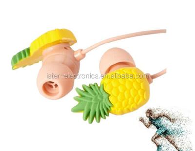 China Receiving call listening music and fruit pvc cartoon earphone cheap pineapple fruit earphone earbuds for sale