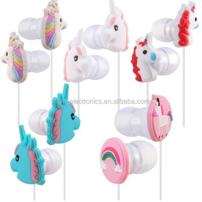 China Receiving Call Listening To Girls Music Cheap Animal PVC Unicorn Earphone Earbuds for sale