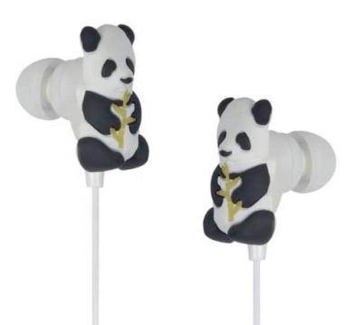 China Listen music Mp3 panda soft silicon earphone cheap earbuds in cartoon design promotion and gift for sale