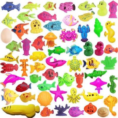 China Plastic Children Fishing Toy Kids Fishing Rod Aerated Magnetic Sea Animals Toys Fish Small Tank for sale