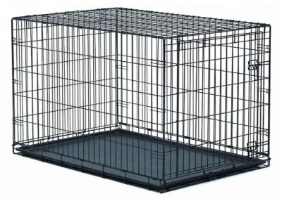 China Collapsible Live Animal Pet Cages with Plastic Tray Iron Kennel Cage Dog Cat Pet Cages for sale