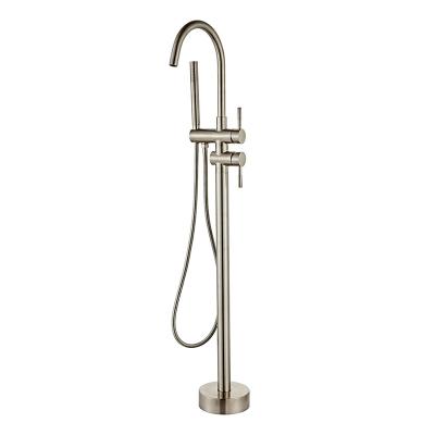 China Floor Stand Faucets Gold SUS304 Floor Standing Bathtub Stand Faucet Set Free Standing Side Mounted Bathtub Mixer Tap for sale