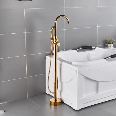 China Floor Stand Faucets Gold Stand Free Floor Bathtub Faucets Faucet for sale