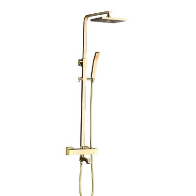 China Contemporary Copper Wall Mounted Gold Brass Rain Shower Set for sale