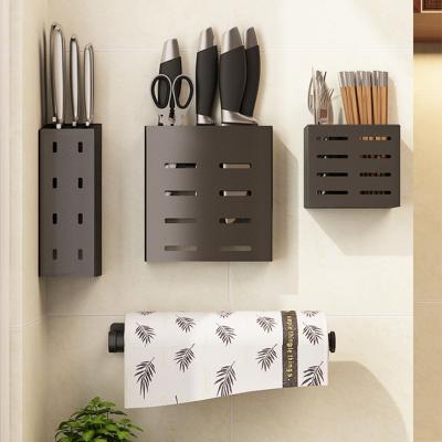 China Durable Wall Mounted Unperforated Black SUS304 Knife Rack , Stainless Steel Knife Rack for sale