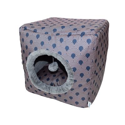 China Removable Collapsible Pet Cat Cat Nest Drilling Autumn And Winter Single Semi Closed Cat Nest Cover for sale