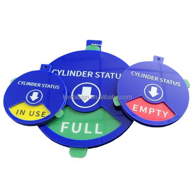 China Hospital Magnet 20cm Rotate Hospital Oxygen Cylinder Sign, Equipment Tag, Device Status Security Signage Indoor Outdoor for sale