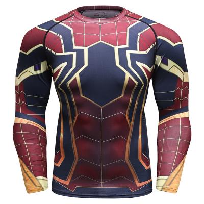 China Cody Lundin Anti-Wrinkle Marvel Spiderman Hero Men's T-shirts Cool Dry Polyester Cool Dry Long Sleeve Anti-Wrinkle Camisas T-Shirts for sale