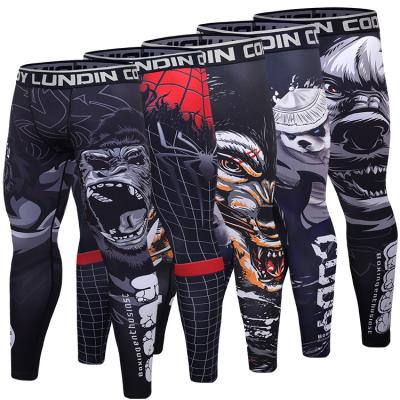 China Custom Panties Logo Waistband Gaiters Men's GYM Workout Compression Antibacterial Men's Antibacterial Gym Gaiters Sports Legging for sale