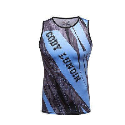 China Custom sublimation anti pilling full shirt men's gym wear sleeveless t shirts for men for sale