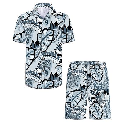 China Classic Anti-Wrinkle Suit Men's Hawaiian Print Causal Shirt Printing Good Design Youth Loose Shorts Beach Suit For Sportswear Men's Suit for sale