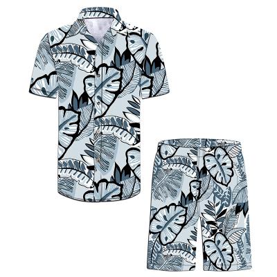 China Classic Anti-Wrinkle Suit Men's Hawaiian Print Causal Shirt Printing Good Design Youth Loose Shorts Beach Suit For Sportswear Men's Suit for sale