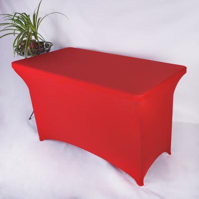 China Custom Wholesale Red Rectangular Wedding And Spandex Table Covers Chair Covers Decoration Table Cloth for sale