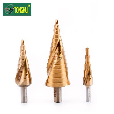 China M35 Steel Spiral Spline Fully Ground Hss Din338 Tin Coated Step Drill Bit for sale