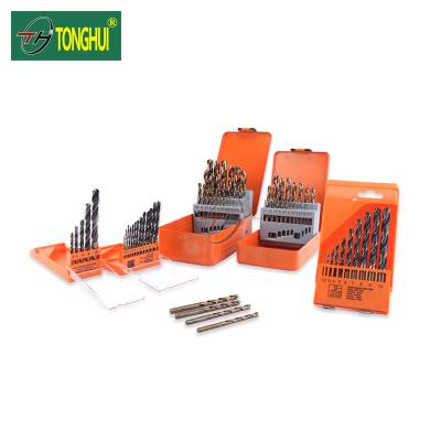 China Stainless Steel 13Pcs DIN338 Metric Polished HSS Titanium Twist Drill Bits Set For Metal Stainless Steel Aluminum Drilling In Plastic Box for sale