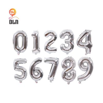 China Silver 16 Inch Digital Helium Balloon Party Decoration BLN Number Foil Balloon Party Decoration Dropshipping for sale