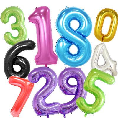 China Giant 40 Inch Party Decoration BLN Number Balloons Birthday Party Decorations Air Helium Figure Globos Balloon for sale