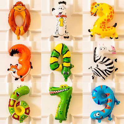 China 16 Inch Party Decoration BLN Animal Number Foil Balloons Happy Birthday Party Supplies For Kids Animal Air Balloon for sale